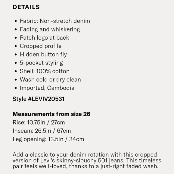 Levi's 501 Crop Ankle Straight Jean - Picture 4 of 8